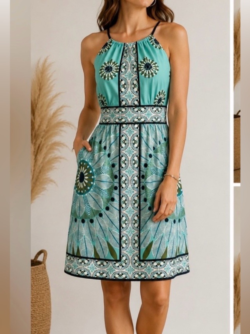 Dressbarn Petite 6 Floral Sleeveless A-Line Dress Quiet Luxury Cottagecore